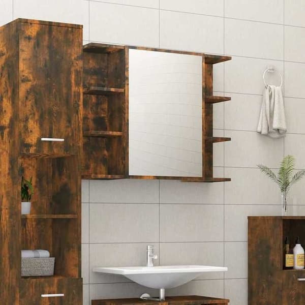 Maison Exclusive - Spejlskab til badeværelse Røget eg 80x20,5x64 cm Træ