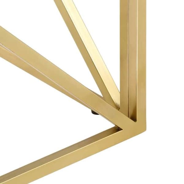 Bord - EKSKLUSIV HUS - Hærdet glas - Rustfrit stål - Guld - Nem vedligeholdelse gyllene