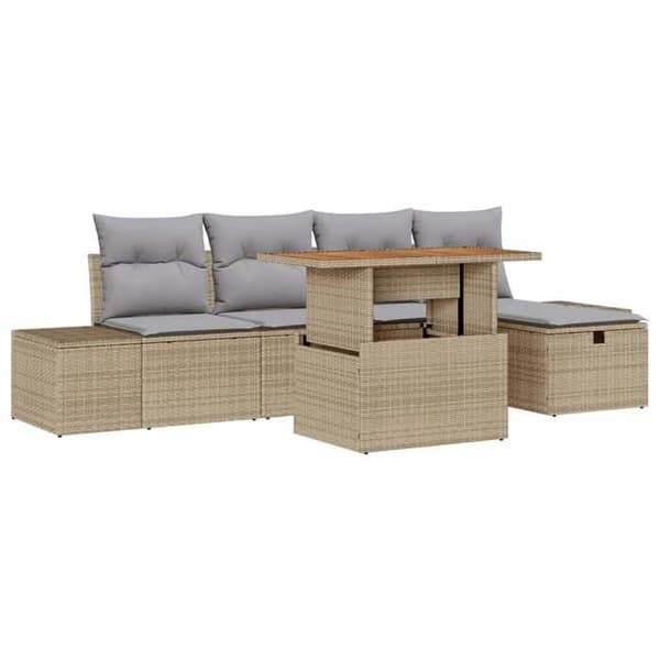 Maison Exclusive - 6 osan beige polyrottinkinen puutarhakalustesetti
