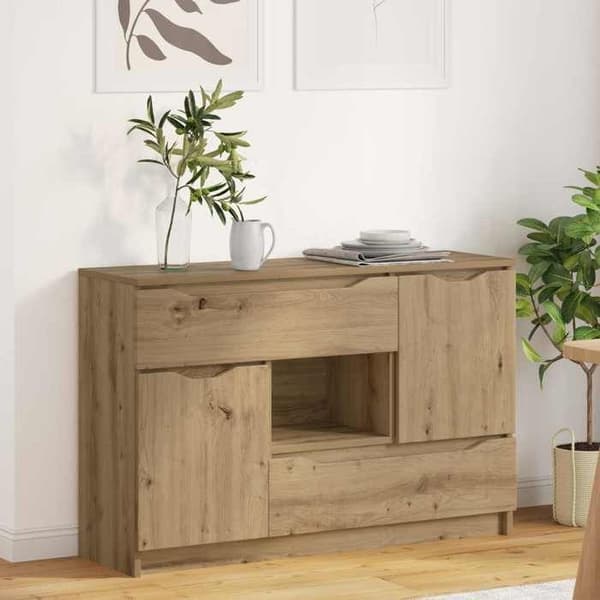 Maison Exclusive - Buffet i egetræ, håndlavet 100 x 30 x 65,6 Ingeniørtræ