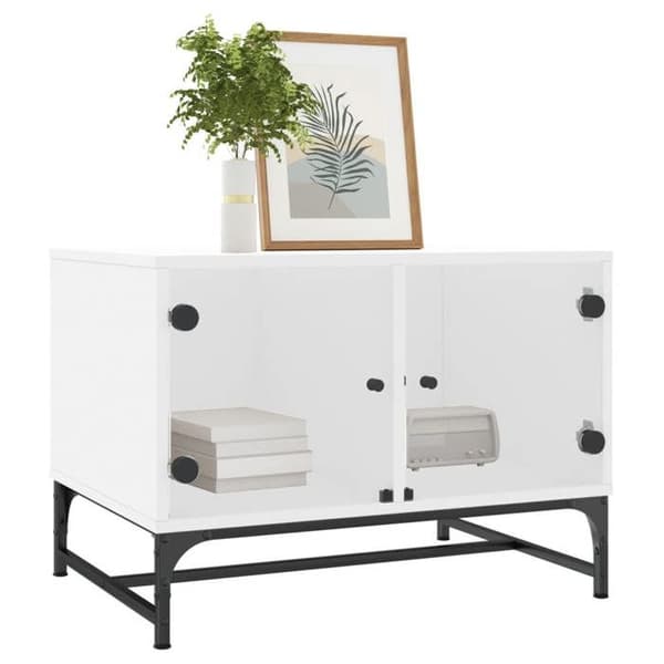 Bord - EKSKLUSIV HUS - 68,5×50×50 cm - Glasdøre - Spånplader - Stort opbevaringsrum Vit