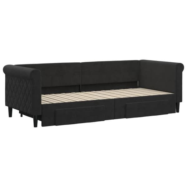 Maison Exclusive - Sovesofa med udtræk og skuffer uden madras sort 80x200 cm