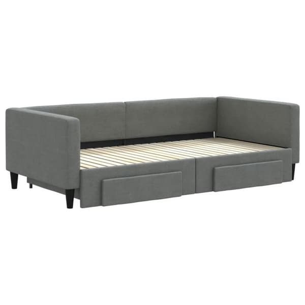 Päivävuode - EXKLUSIIVINEN KOTI - 2-in-1 vuode 100x200 cm - Alusvuode - 2 laatikkoa - Harmaa kangas