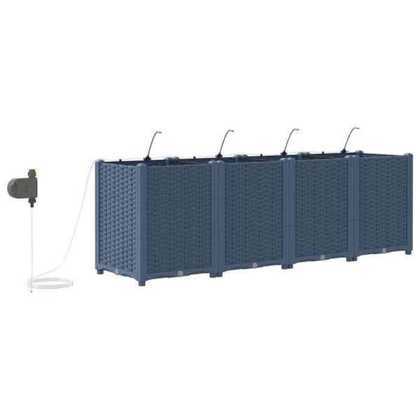 Jardinière - EXKLUSIVT HUS - 160 x 40 x 52 cm (pack 4) - PP - Grå - Väderbeständig Grå
