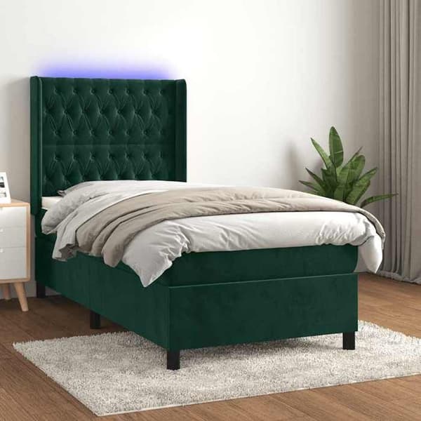Maison Exclusive - Puu- ja sänkypatja LED Vihreä 90x200cm Sametti Mörkgrön
