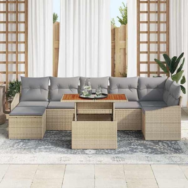 Havemøbel sæt - MAISON EXCLUSIVE - 8 dele - Beige - Poly rattan - Modulerbar med opbevaring beige