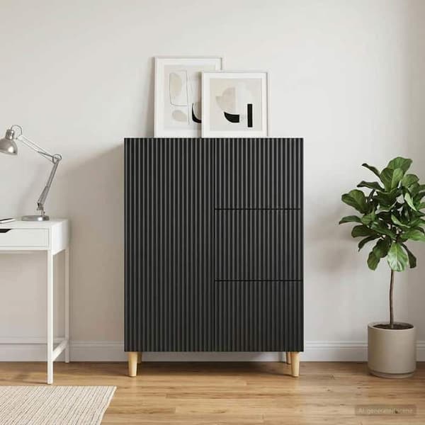 Maison Exclusive - Buffet med skuffe Sort 66 x 34,5 x 90 cm Ingeniørtræ
