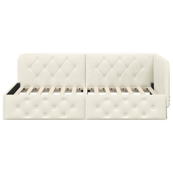 Maison Exclusive - Vinkel sengestel Creme 90 x 190 cm Velour