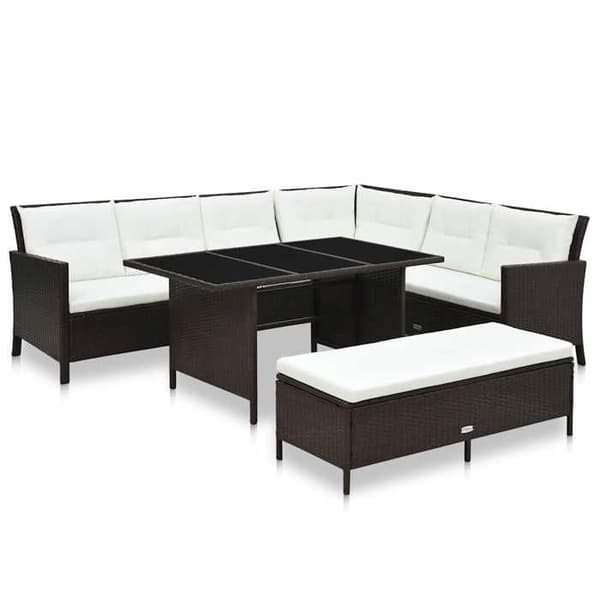 Maison Exclusive - Trädgårdsmöbler 3 delar med kuddar Flätad resin Brun brun