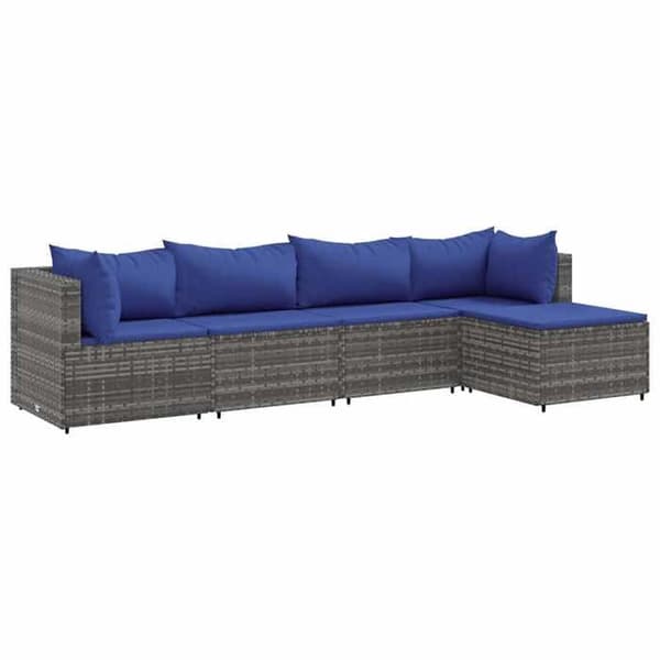 Maison Exclusive - Trädgårdsmöbler 5 delar med kuddar Grå Flätad resin