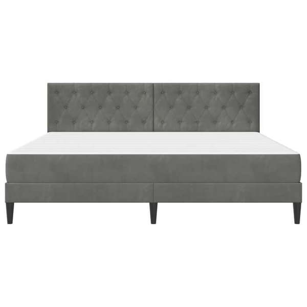 Sängram med madrass - EXKLUSIV HEM - Rektangulär - Mörkgrå - 180 x 200 cm - Sänggavel i sammet Mörkgrå