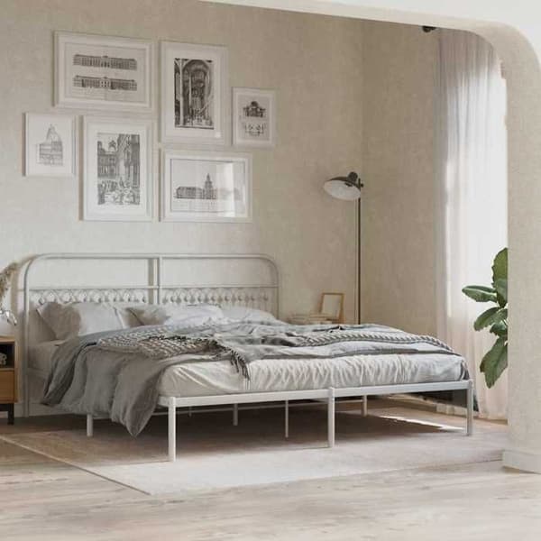 Hovedgærde - EKSKLUSIV HUS - Runde rør - Hvid metal - 180 cm - Robuste ben Vit (vit metall)