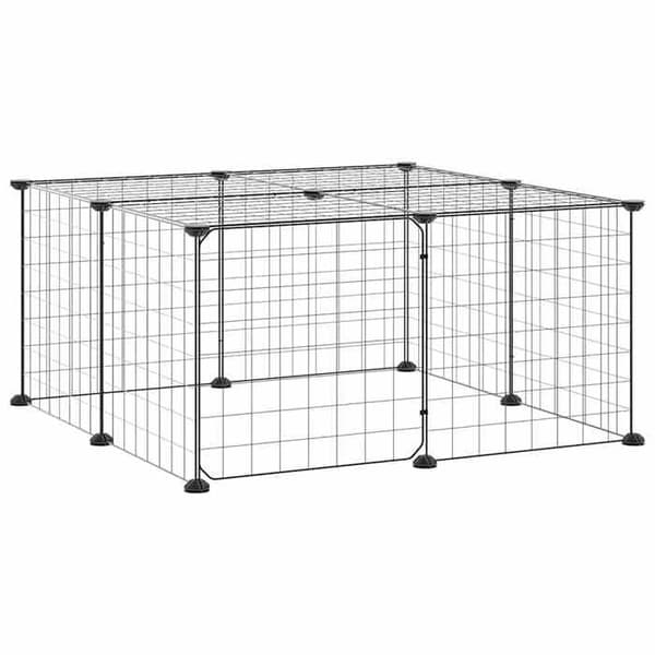 Maison Exclusive - Kæledyrbur med 12 paneler og dør Sort 70x70x35 cm