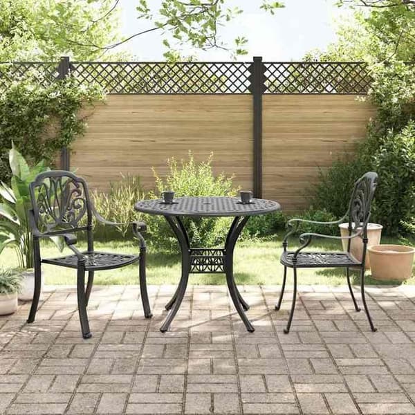 Maison Exclusive - Bistro sæt 3 stk sort støbt aluminium Svart