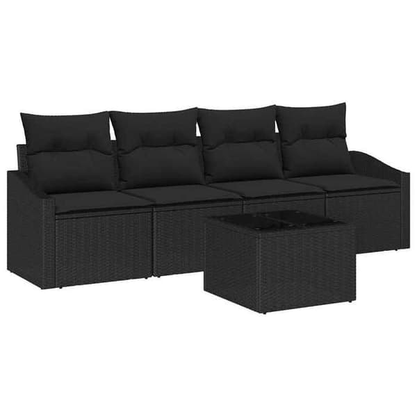 Maison Exclusive - 5 osan sohvasetti musta polyrottinki