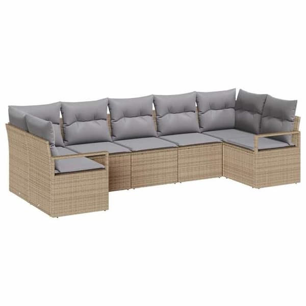 Trädgårdsmöbler - EXKLUSIVT HUS - Set 7 delar - Poly rattan - Beige - Modulär beige