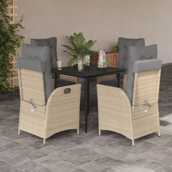 Maison Exclusive - Puutarhakalusteryhmä tyynyillä 5 kpl Beige polyrottinki