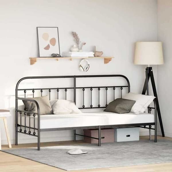 Maison Exclusive - Sengebund i sort 75 x 190 cm pulverlakeret stål