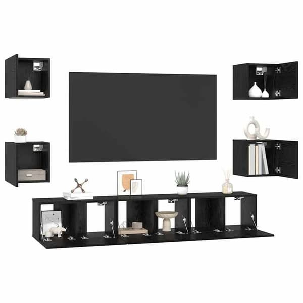 Maison Exclusive - TV-møbel sæt 7 stk 60 x 30 x 30 cm Sort eg svart ek