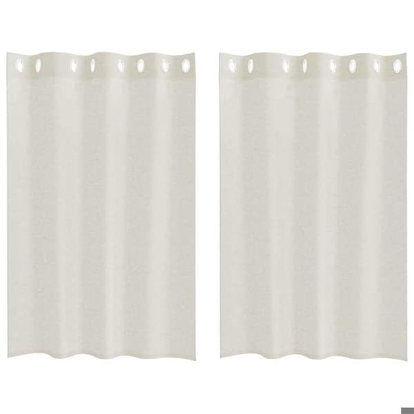 Verho - MAISON EXCLUSIVE - 2 kpl 140 x 140 cm - Kermansävy - Polyesteri - Läpinäkyvä Grädde