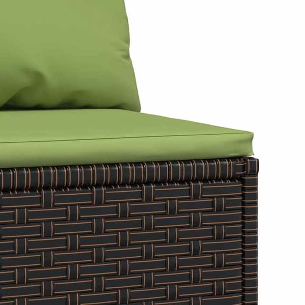 Maison Exclusive - Central trädgårdssoffa med bruna kuddar i flätad resin