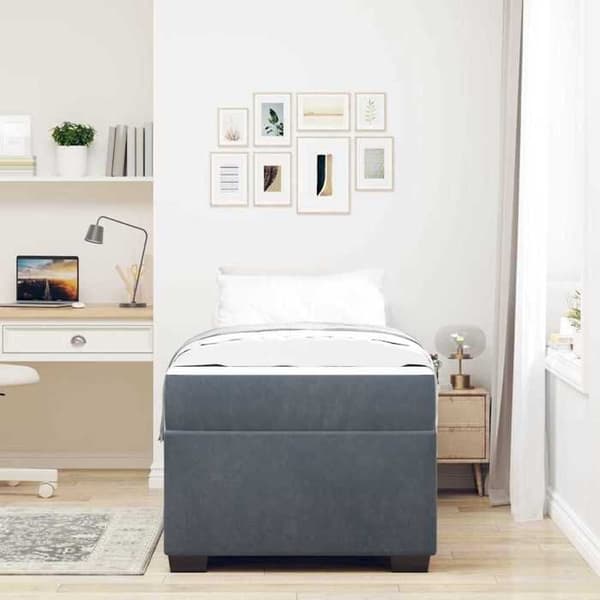 Maison Exclusive - Sängram med madrass Mörkgrå 80 x 200 cm tyg