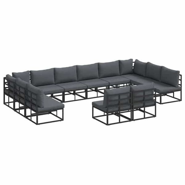 Maison Exclusive - 12-delars trädgårdsoff-set Svart Aluminium