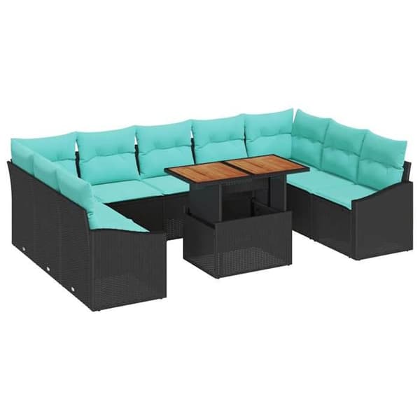 Maison Exclusive - Trädgårdsoffmöbelset 10 delar 9-sits