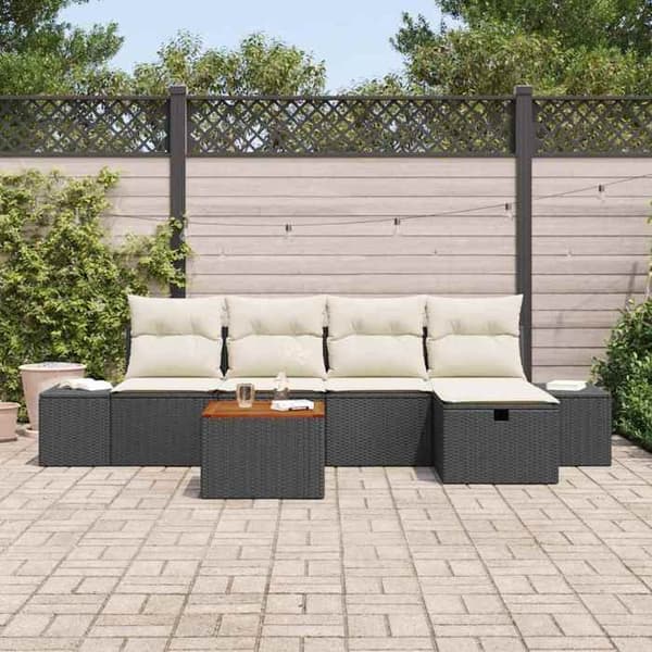 Maison Exclusive - Sæt af 6 pc have-sofa i sort poly rattan Svart