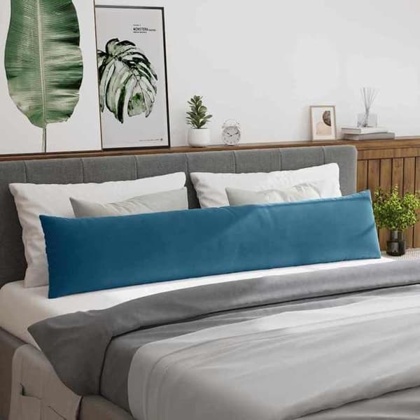 Sofa puder - EKSKLUSIV HUS - 200 x 40 cm (sæt 2) - Blå fløjl - Lynlås betræk - Polyesterfibre Blå