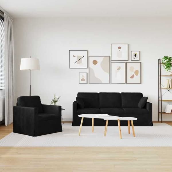 Maison Exclusive - 2-delars Soffgrupp i Svart Sammet