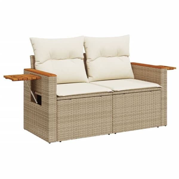 Maison Exclusive - Trädgårdsmöbler med kuddar 4 delar beige flätad resin