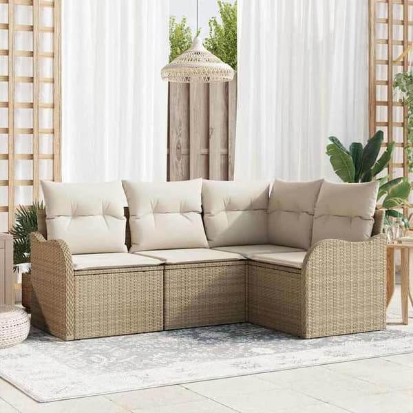 Maison Exclusive - 4 osan beige polyrottinkinen puutarhakalustesetti