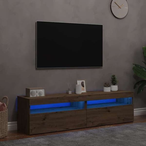 Maison Exclusive - TV-møbler med LED-lys 2 stk. egetræshåndværk