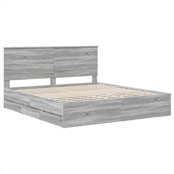 Maison Exclusive - Sängram Grå Sonoma 200 x 200 cm Ingenjörsträ