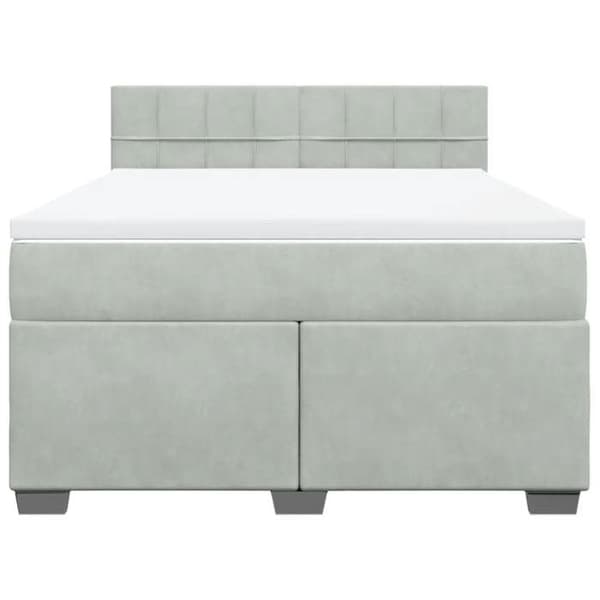 Maison Exclusive - Seng solid bund med socker og madras Grå 160x200cm Velour