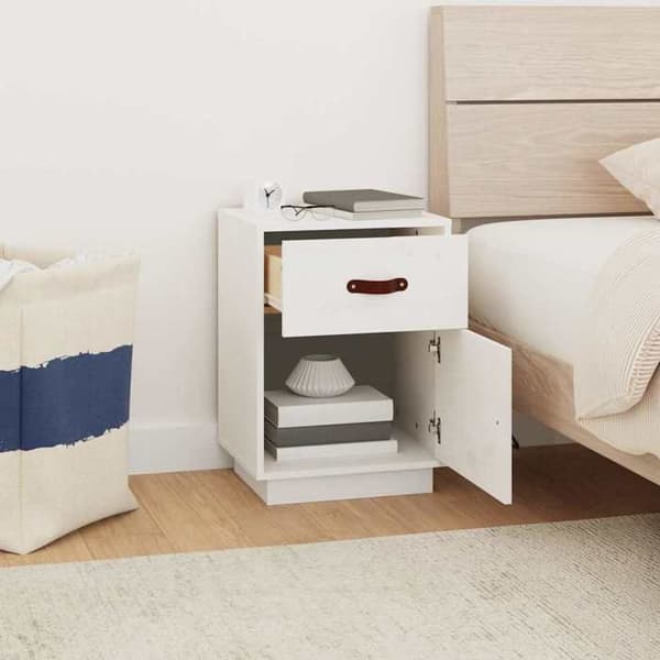 Maison Exclusive - Natbord Hvid 40x34x55 cm Solid fyrretræ Vit