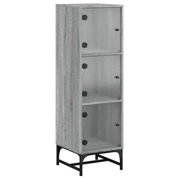 Maison Exclusive - Buffet med glasdøre sonoma grå 35x37x120 cm sonoma grå