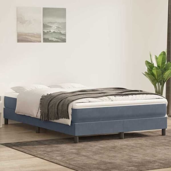 Sengestel - EKSKLUSIV HUS - 140x210 cm - Mørkegrå velour - Inkluderet lamelbund - Robuste ben Mörkgrå