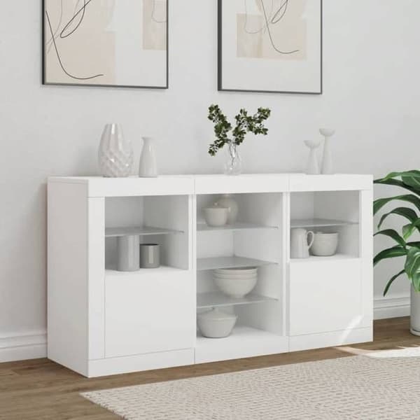 Maison Exclusive - Buffet LED-valoilla valkoinen 123x37x67 cm Vit