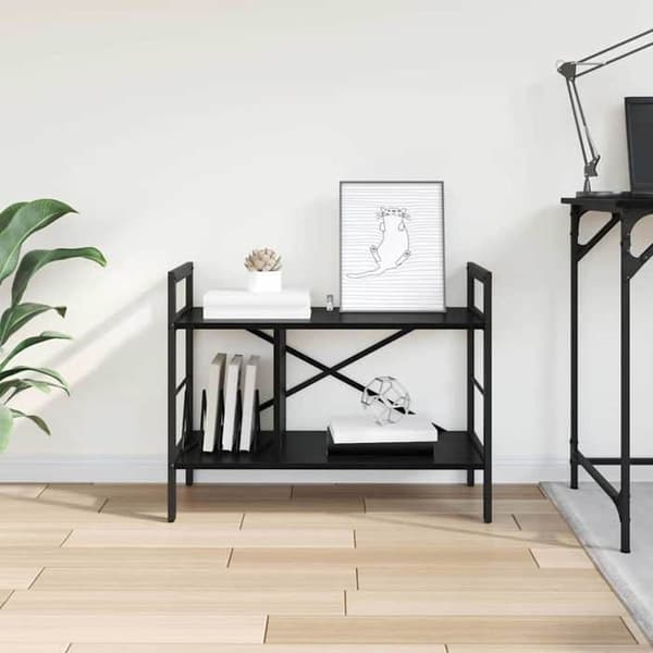 Bibliotek - EKSKLUSIV HUS - 75 x 30 x 58,5 cm - Ingeniørtræ - Robust stålramme - Industriel stil Ej specificerat
