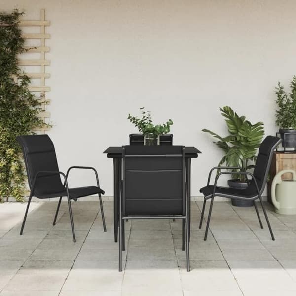 Maison Exclusive - Have spisebordssæt 5 stk sort textilene og stål Svart