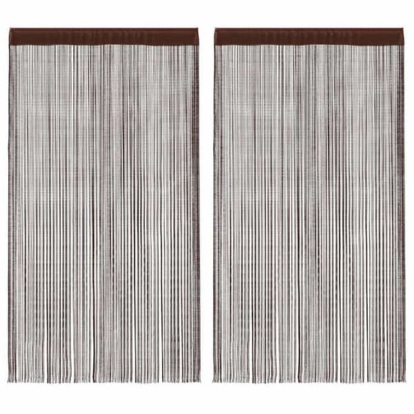 Gardiner i tråd - Eksklusivt hus - Brun - 100 x 250 cm - Polyester - Sæt af 2 brun