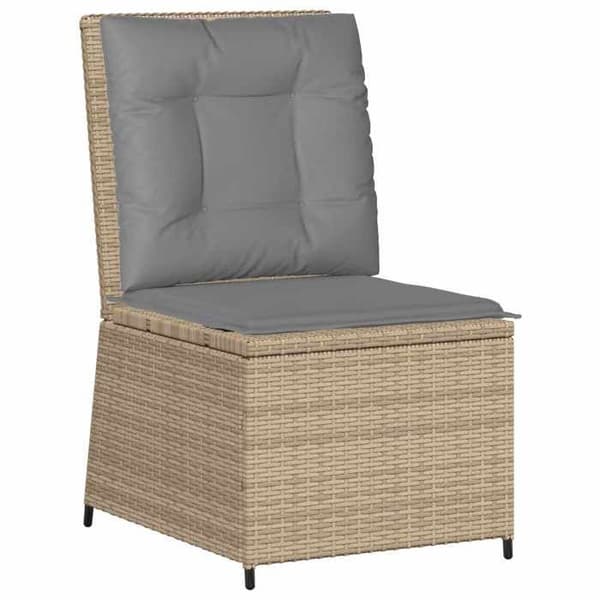 Trädgårdsoffa - EXKLUSIV HEM - Justerbar - Polyrotin - Pulverlackerad stålram - Beige och grå Beige och grå