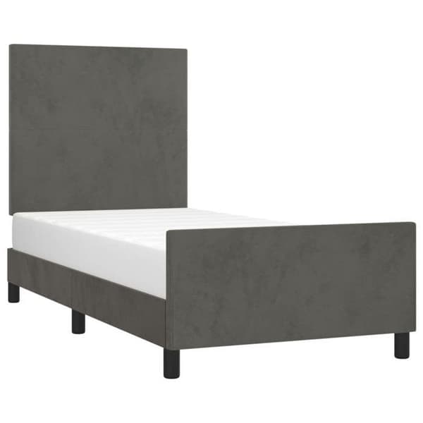 Maison Exclusive - Sängram utan madrass mörkgrå 90x200 cm sammet