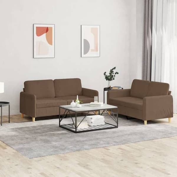 Maison Exclusive - Sæt af 2 sofaer med puder Brun Stof