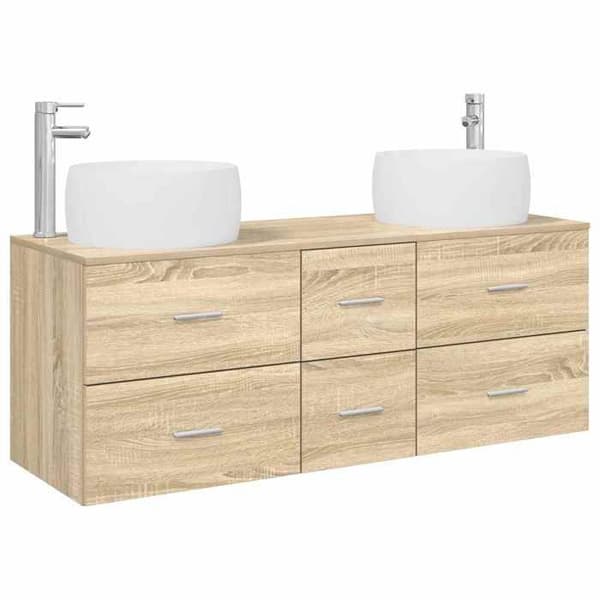 Maison Exclusive - Sæt af 3 pc badeværelsesmøbler Sonoma eg