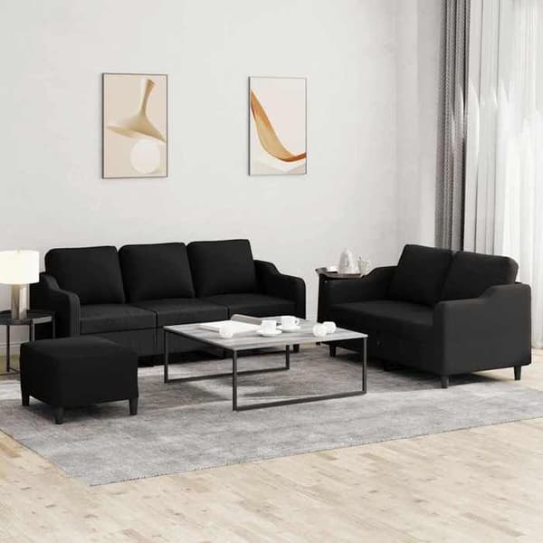 Maison Exclusive - Sæt af 3 sofaer med puder Sort Stof