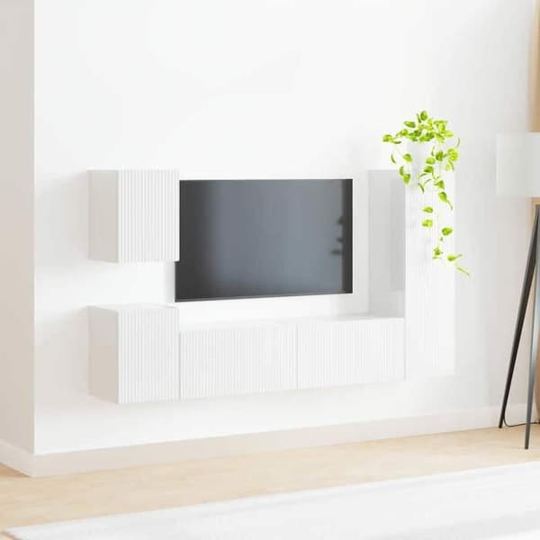 Maison Exclusive - TV-möbelset 4 delar Vit glans Ingenjörsträ