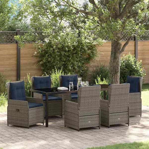 Maison Exclusive - 7 pc have spisebordssæt i grå poly rattan Grå